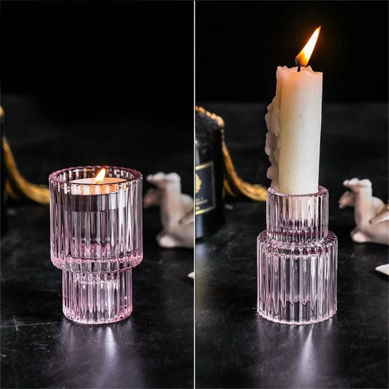 L69A Clear Double Head Candle Holder Decorative Home Festival Wedding Party Decor