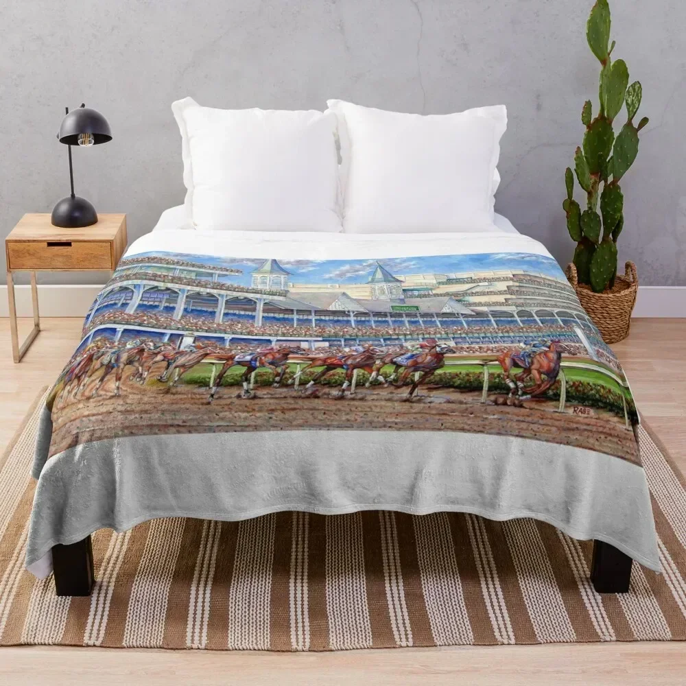 The Kentucky Derby - Leading the Field Throw Blanket Stylish Couch Blanket for Home Living Room