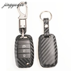 jingyuqin Carbon Fiber Car Silicone Folding Key for KIA Rio Sportage Ceed Sorento Cerato K2 K3 K4 K5 Flip Fob Cover Case Remote