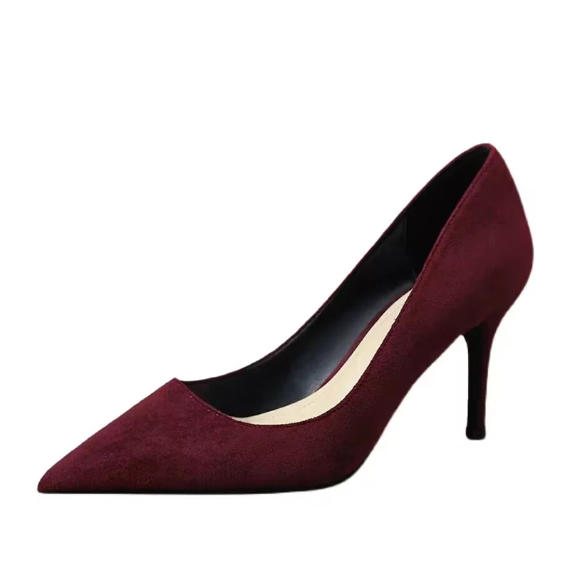 Sexy Pointed Toe High Heels Shoes Women Shallow Office Pumps Shoes Spring Suede Fashion Elegant 2024 Mujer New Zapatos Stilettos