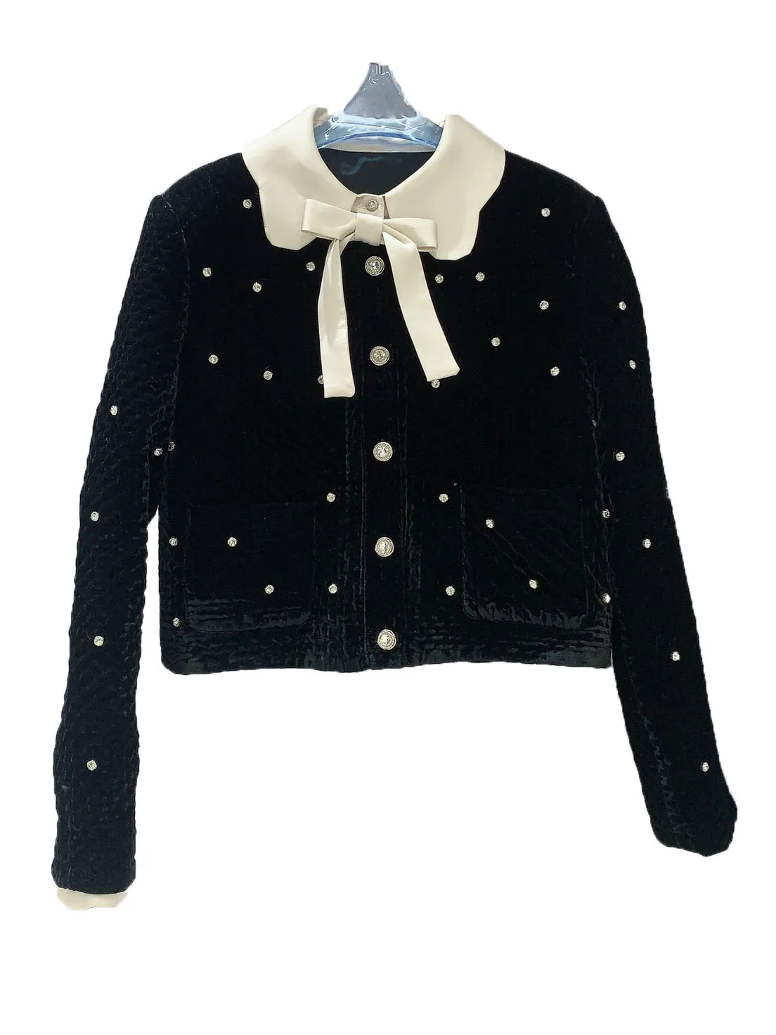 

Cardigan jacket short Slim version bow tie collar design warm and comfortable 2023 winter new 1111