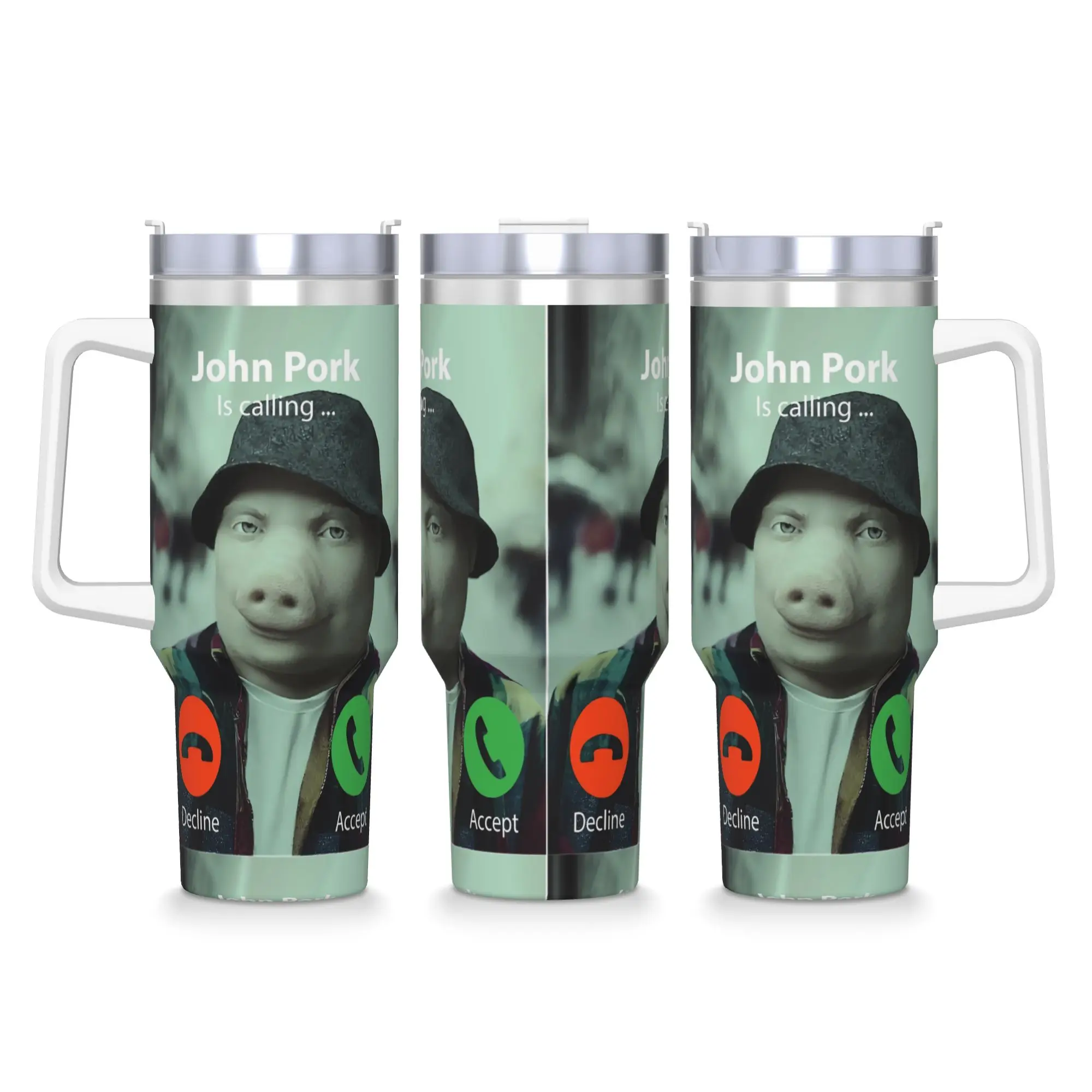 

John Pork Is Calling Stainless Steel Tumbler Travel Coffee Mug With Straws and Lid Large Capacity Mugs Cup Drink Water Bottle