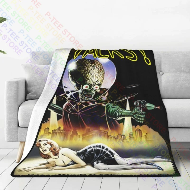 Mars Attacks V10, Movie Poster, 1996 Blanket Quilt Bedspread Microfiber Faux Fur Mink Family Expenses