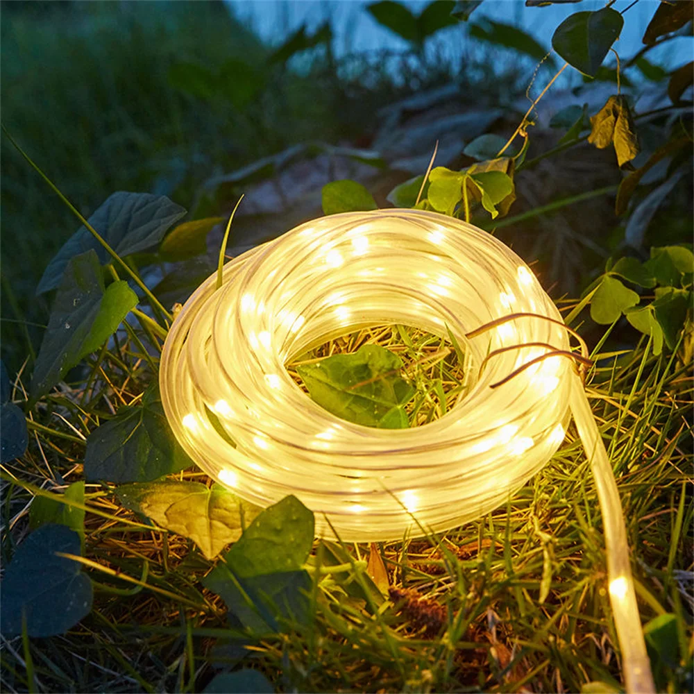 8 Modes Clear PVC Tube Fairy String Lights Solar Rope Lights Outdoor Waterproof Solar Christmas Lights