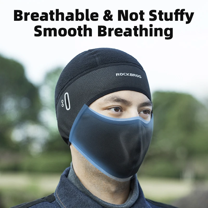 ROCKBROS Winter Caps Bike Balaclava Bicycle Motorcycle Cap Glasses Hole Bandana Sports Running Headband Windproof Keep Warm Mask