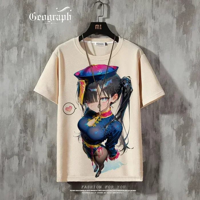 Herren-T-Shirt mit Anime-Mädchen-Motiv, 3D-Druck, sexy und attraktiv, lässiges, lockeres Street-T-Shirt, kurzärmelig, Rundhalsausschnitt. – Detail 17