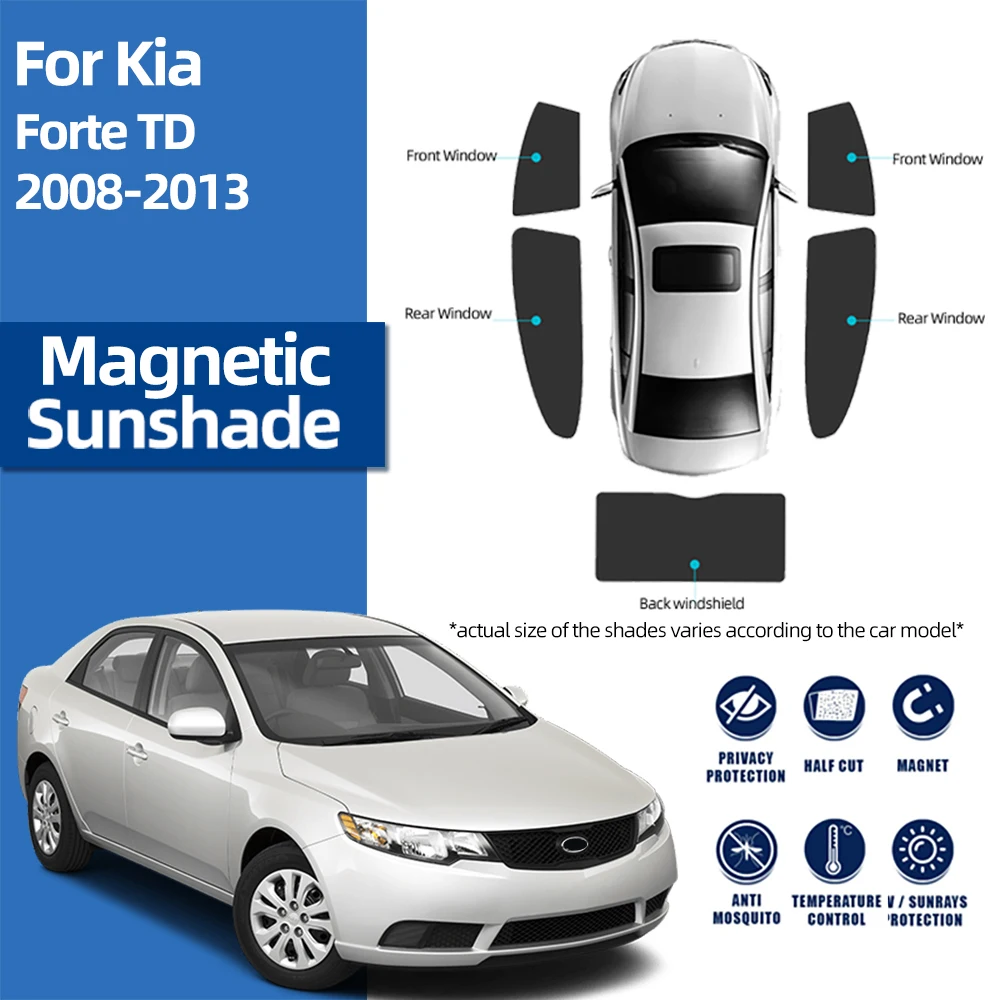 

For Kia Forte MK1 Sedan 2008-2013 Magnetic Car Sunshade Shield Front Windshield Curtain Rear Side Baby Window Sun Shade Visor