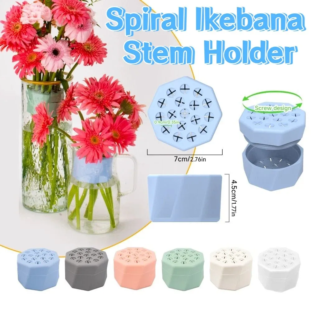 Reusable Spiral Ikebana Stem Holder 17 Holes Rotatable Flower Arrangement Holder Soft Waterproof Flexible Floral Stem Holder