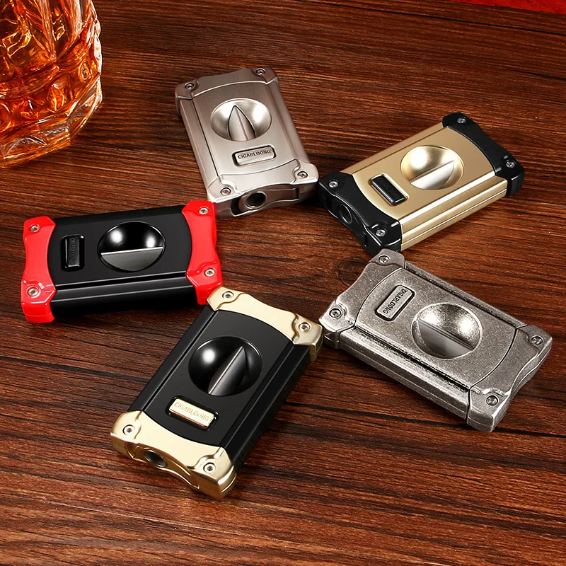 Multifunction Sharp Cigar Cutter Cigar Holder With Gift Box Cigar Scissors Cutter Guillotine Smoking Accessories Portable