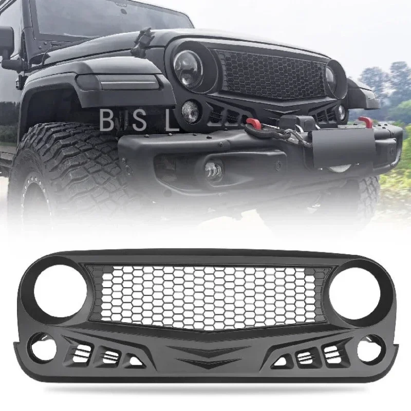 

Передний гоночный гриль для Jeep Wrangler JK 2007-2017, решетка капота из АБС-пластика, матовые черные автозапчасти, передний бампер, зеркальная крышка