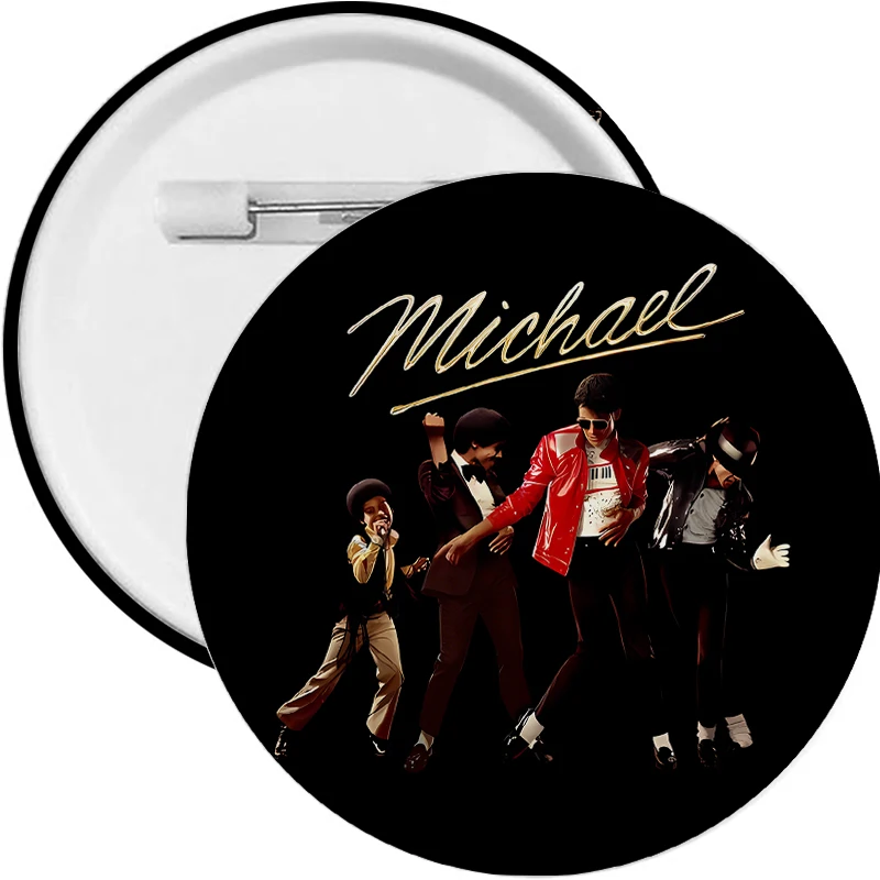 M-Michael J-Jackson Art Brooches 58mm Round Badge Jewelry Enamel Pins Backpack Accessorie Tinplate Brooch Prop Fans Collect Gift