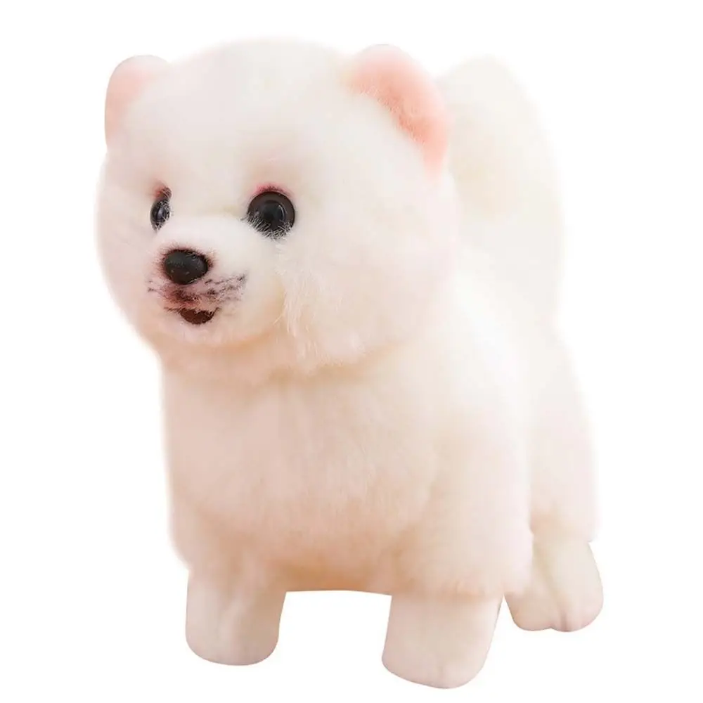 ยืน Pomeranian Plush ของเล่นตุ๊กตาสัตว์ตุ๊กตาสัตว์เลี้ยงตุ๊กตาจําลอง Pomeranian สุนัขตกแต่งบ้านชีวิตจริงตุ๊กตาลูกสุนัข