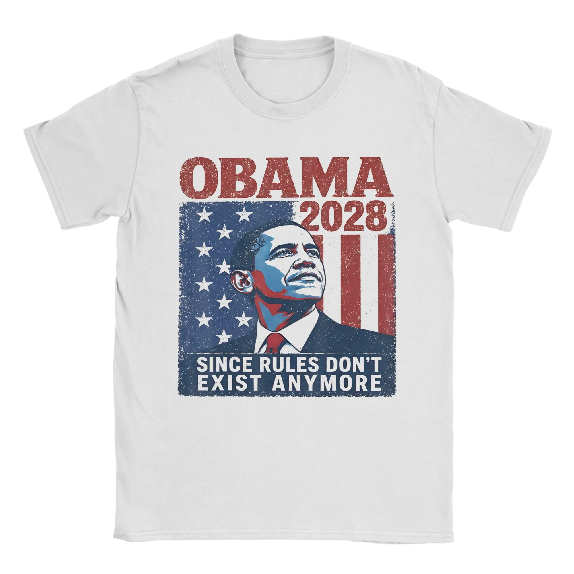 Men T-Shirt Obama 2028 Since Rules Don't Exist Anymore T-Shirts Popular  Beach Tees Classic Casual Cotton Tops Birthday Gift