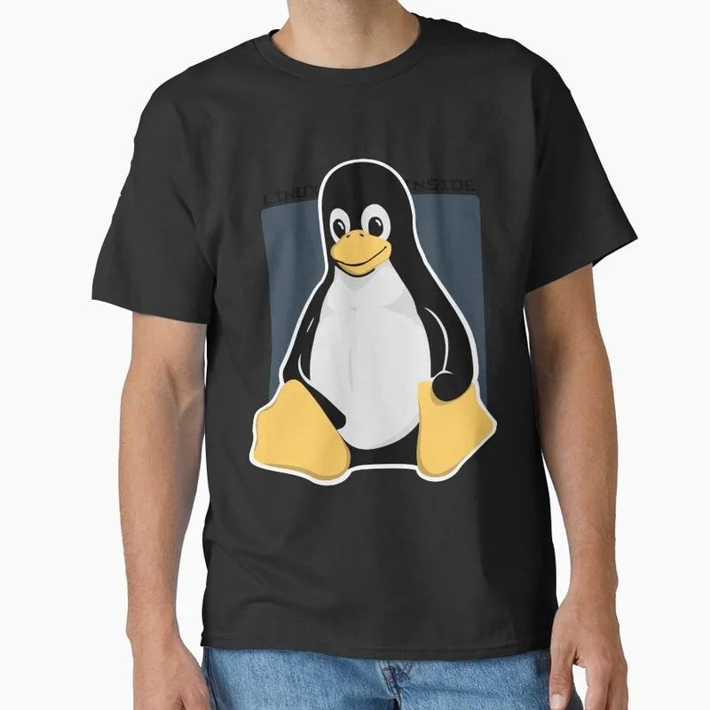Tux  Linux Inside Linux Operating System Graphic T‑Shirt Short Sleeve Tees Geek IT Developer Fan Gift Streetwear S-6XL