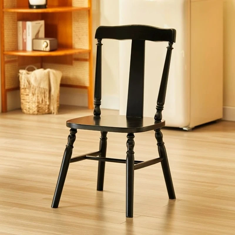 Customizable small apartment household solid wood dining chair in antique style