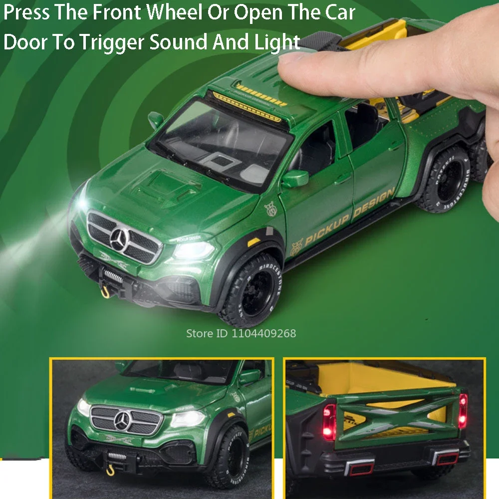 1:28 Scale X-Class Exy 6x6 U5000 ของเล่นรถเพลงดึงกลับประตูเปิด Off-road รุ่นรถเด็กของเล่นเพื่อการศึกษา