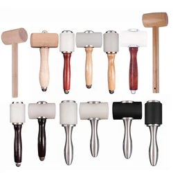 LMDZ 20 Styles Leather Craft Carving Hammer Wooden Handle Nylon Mallet Punching Cutting Tools For Stamping Sew Leather Cowhide