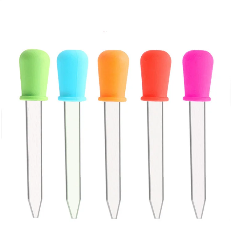 10 Stuks 5Ml Kleine Siliconen Plastic Pipet Druppelaar Voeden Geneeskunde Vloeibare Eye Oor Pipet Druppelaar School Lab Experiment Levert