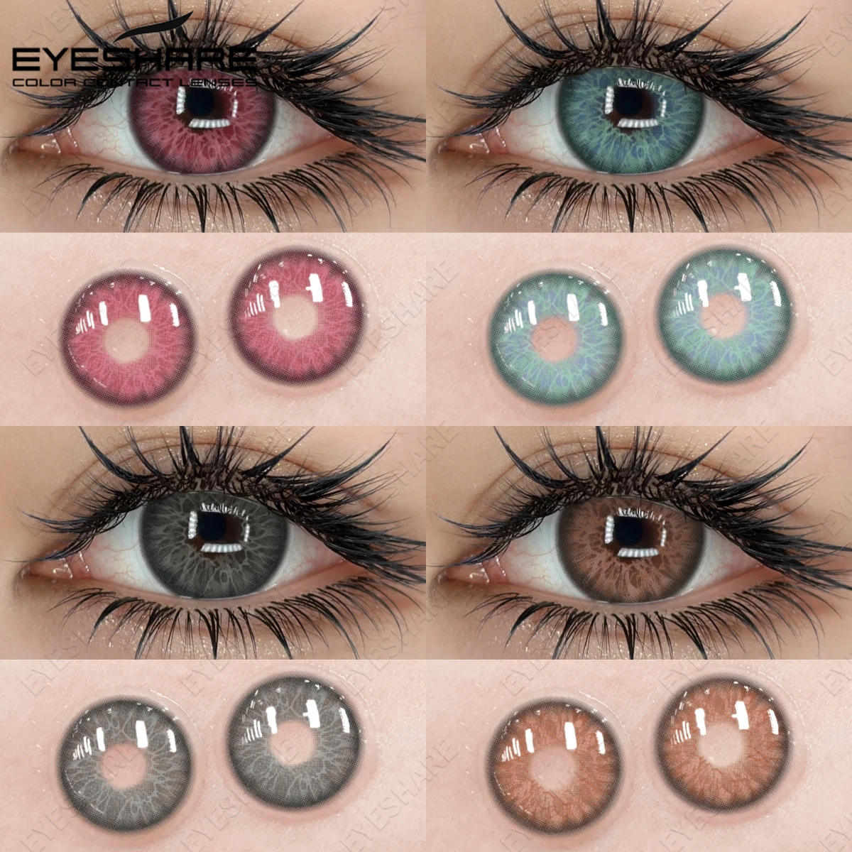 EYESHARE Hochwertige neue farbige Kontaktlinsen, modische graubraune Farblinse, blaue Augenlinsen, grüne Augen, Kontakte, 6 Monate