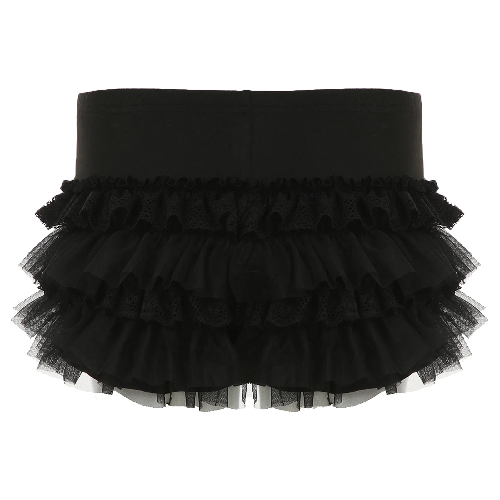 النساء المتدرج تكدرت الدانتيل السراويل بسط الخصر منخفضة الارتفاع السراويل القصيرة لوليتا القوطية فستان السلامة السراويل اليومية غير رسمية #5