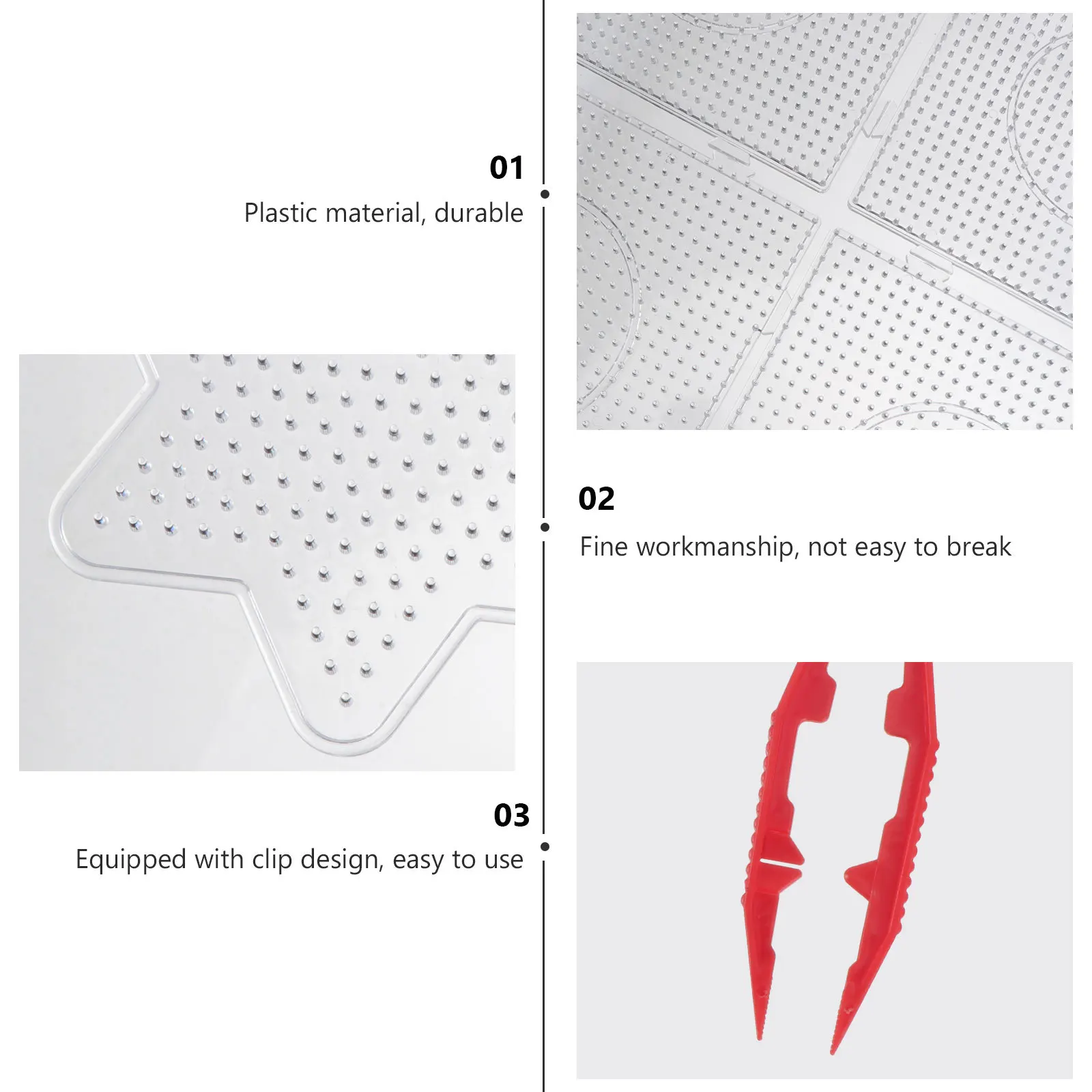 

14Pcs Plastic Pegboards Kids DIY Educational Tool Craft Beads Interlocking Design Durable Tabs Lock Together Fuse Beads Boards