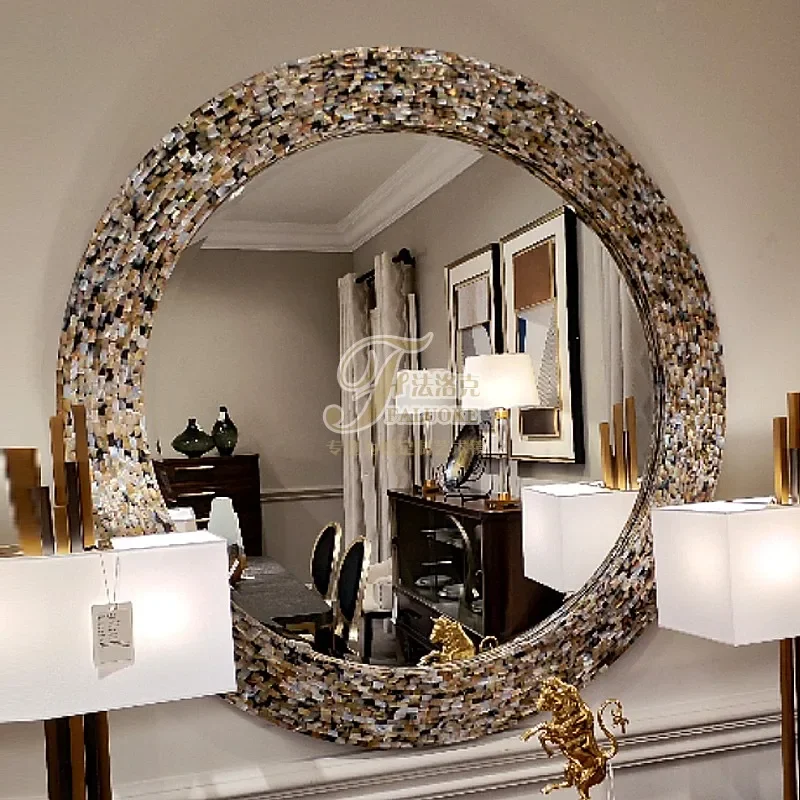 

Modern Wall Mirror Items Art Shower Aesthetic Bedroom Mirror Compact Luxury Funky Circle Cosmetics Espelhos Home Decorations