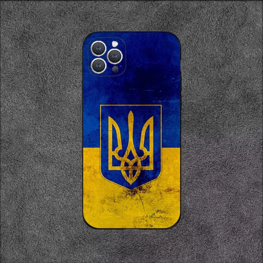 U-Ukraine Flag  Phone Case For iPhone 15,14,13,12,11,Plus,Pro Max,XS,X,XR,SE,Mini,8,7 Soft Silicone Black Cover