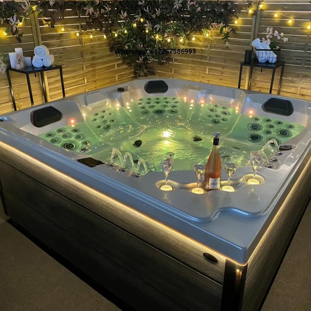 6 Person Freestanding Modern Luxury Hotel Backyard Pools Hydrotherapy Rectangular Outdoor Spa Hot Tub with 89 Jets Eco-Friendly