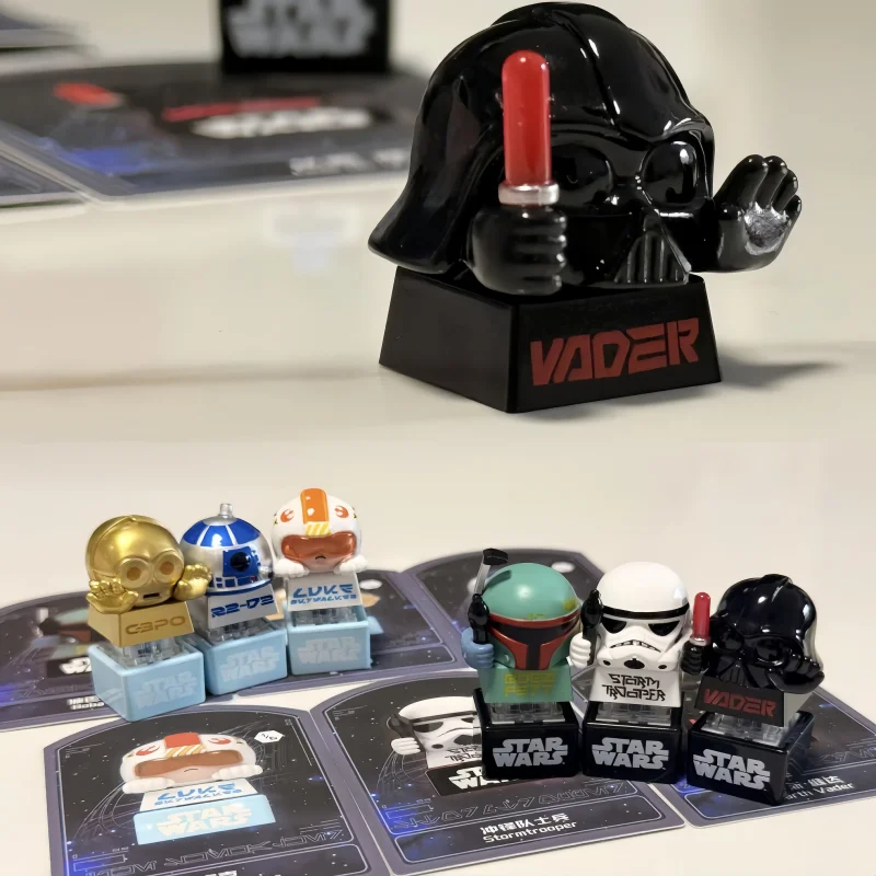 

In Stock Star Wars Genuine Keycaps Blind Box Boba Darth Stirmtroopiy Luke R2 D2 C 3po Anime Figures Desktop Trendy Gifts