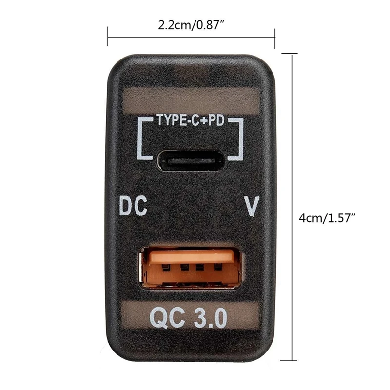 3X Car Type-C+PD QC3.0 Charger Dual USB Adapter Dashboard Socket Voltmeter For Landcruiser Prado FJ Cruiser Hiace RAV4