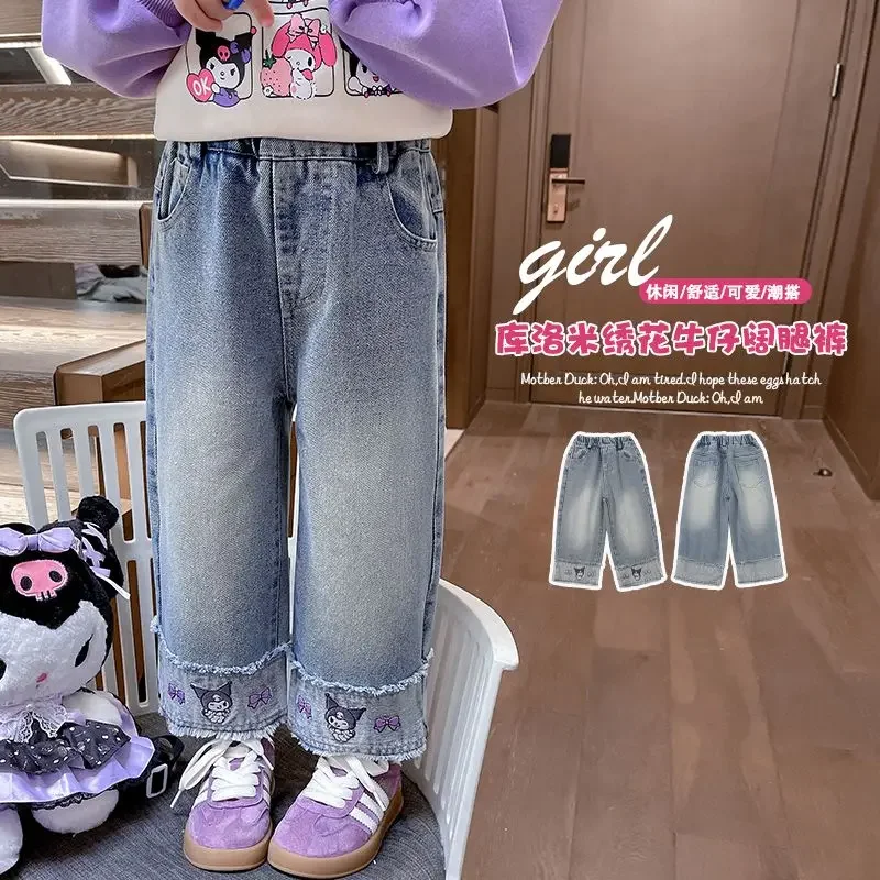 Girly Herz Kawaii Sanrio Kuromi Anime Casual Hosen Frühling Herbst Niedlichen Cartoon Mode Frühling Kinder Jeans Kleidung Geschenke Spielzeug