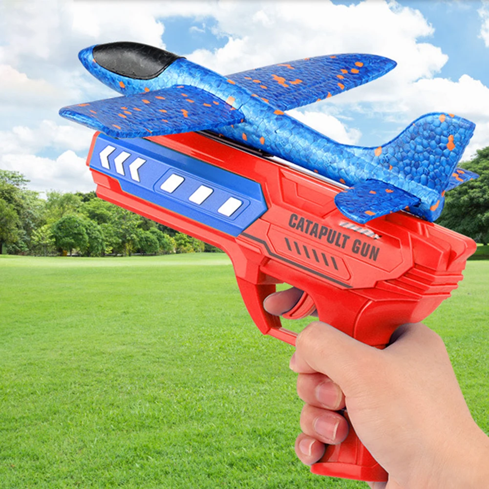 Airplane Launcher Toys Kids Catapult Guns Aircraft Shooting Toy Outdoor Sports Flying Foam Plane Launcher Gifts for Boys Girls