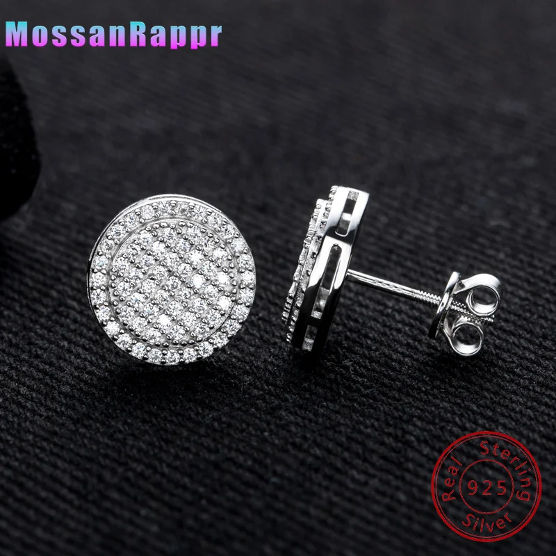 

MossanRappr 0.7cttw Moissanite Bling Round Stud Earrings 925 Sterling Silver Fashion Hip Hop Jewelry Gifts for Women and Men