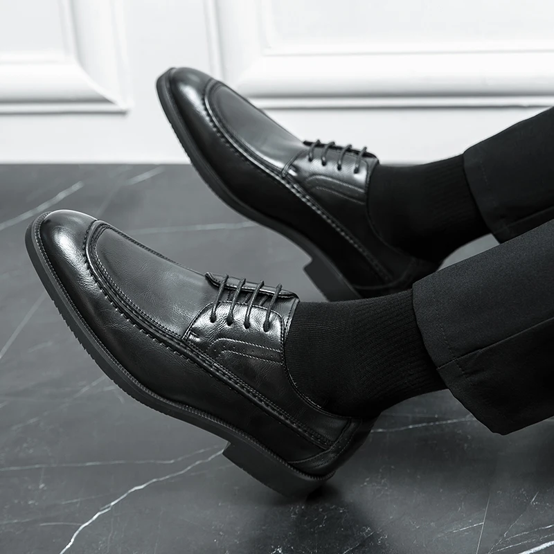 أحذية رجال الأعمال باللون الأسود والبني برباط مريح على الموضة من ماركة ديربي أحذية إيطالية للرجال مقاس 38-46