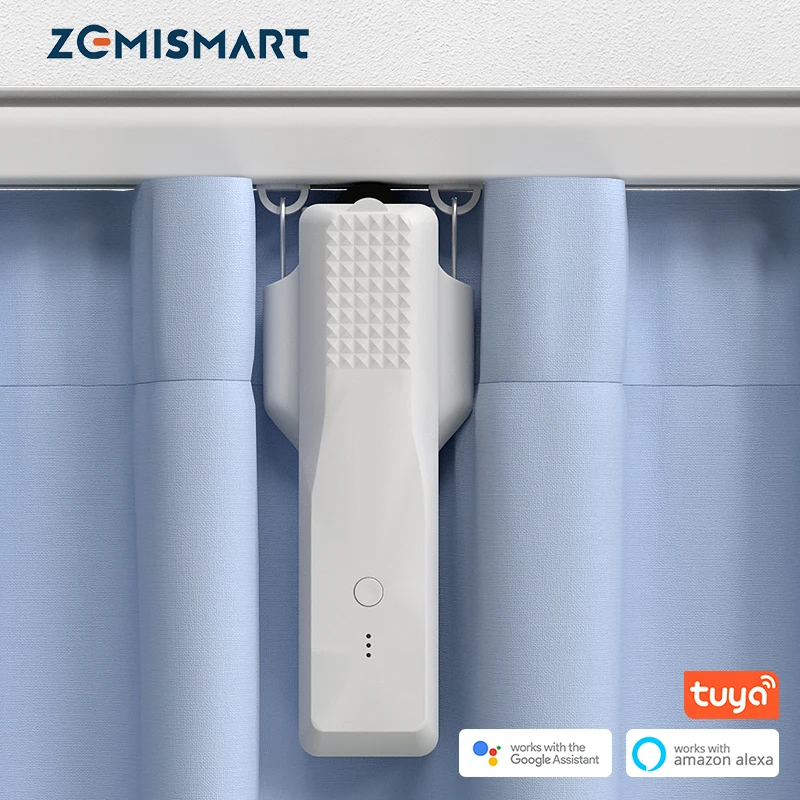 Zemismart Tuya Zigbee Smart Curtain Robot Electric Curtain Driver For Roman Rod I Type U Type Track Alexa Google Home Control