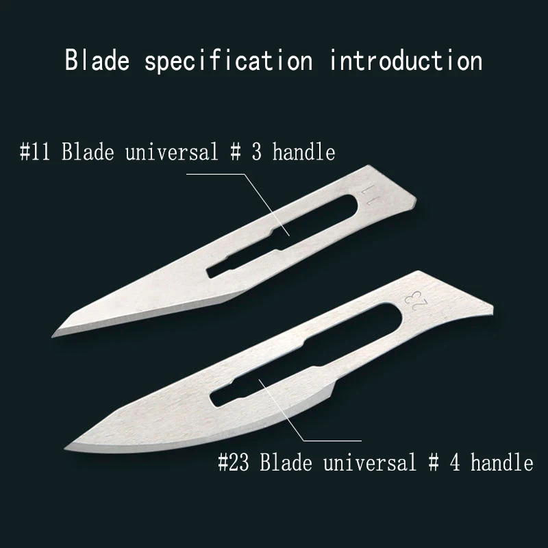 Lames de Scalpel chirurgical en acier au carbone 11 #23 # + 1 manche, outil de coupe de Scalpel, réparation de PCB, couteau chirurgical Animal,