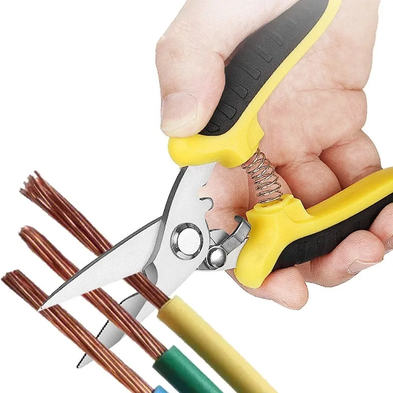 1PC Stainless Electrician Scissors Multifunction Manually Shears Groove Cutting Wire And Thin Steel Plate Hand Tools