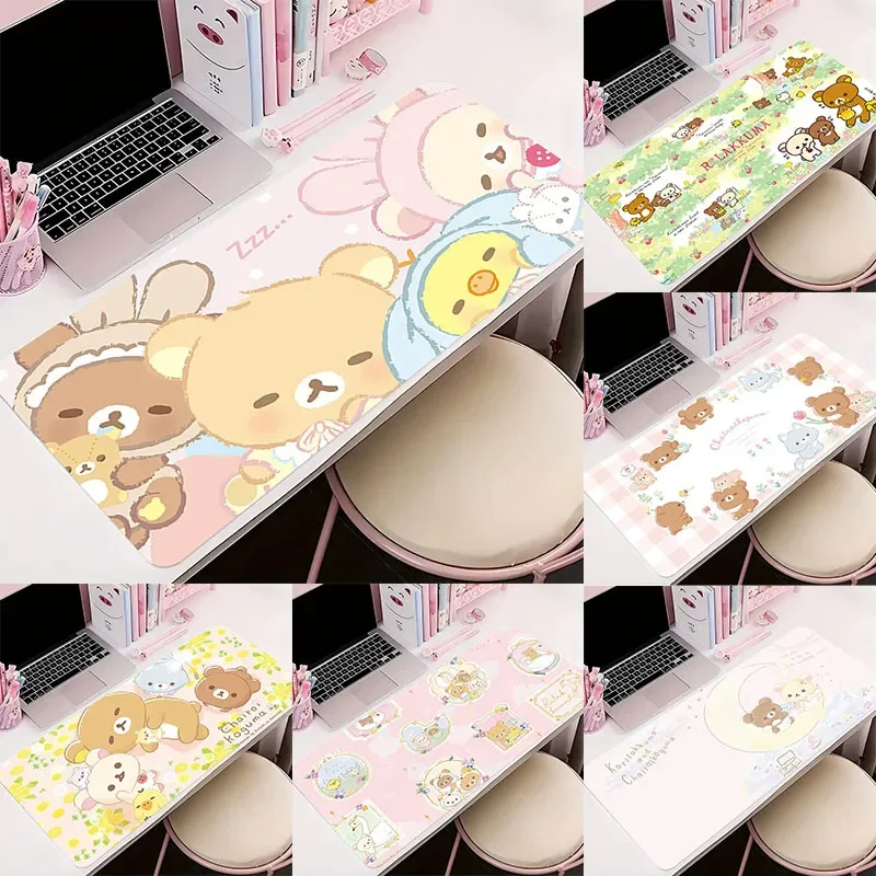 

Большие коврики для мыши, милый аниме коврик для мыши Kawaii, настольный коврик для клавиатуры Rilakkuma, офисный игровой стол, ноутбук, ПК, резиновый нескользящий ковер Mause