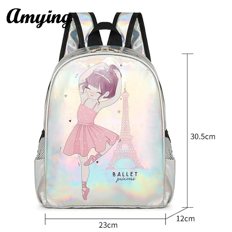 Children's dance bag Girls Ballet Dance BackpacksTeens Latin Dance Yoga Sparkly Daypack Waterproof Kids Laser Schoolbag