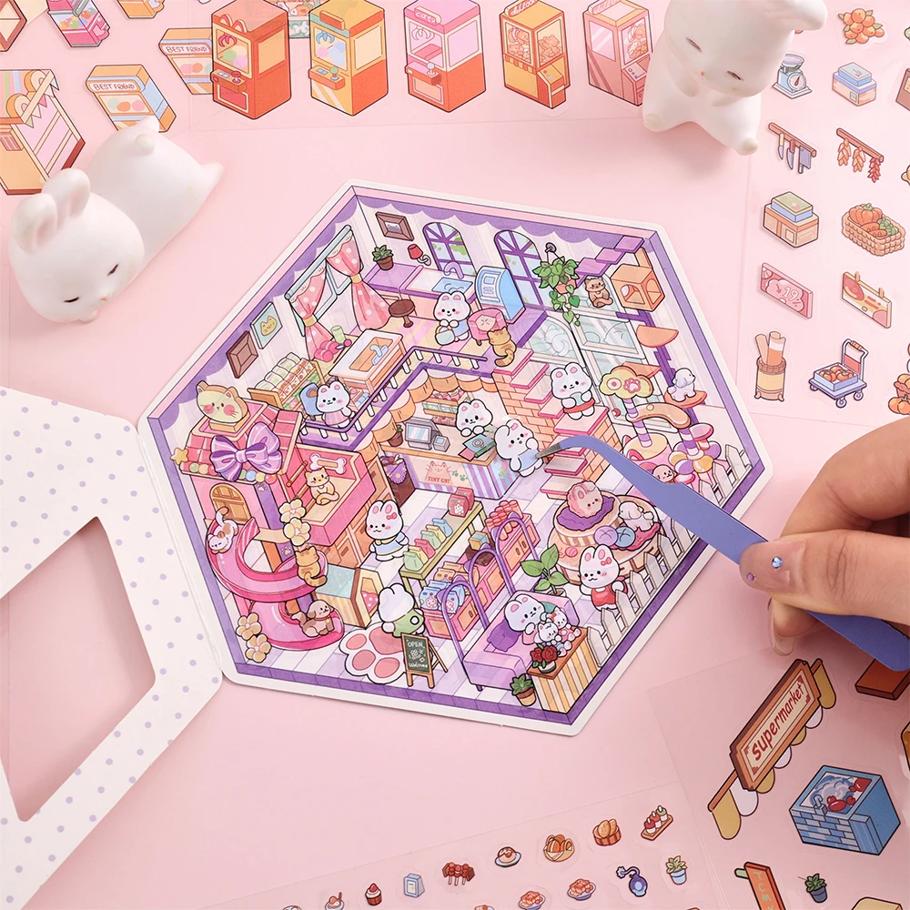 Paquete de 4 pegatinas microscópicas 3D para el hogar, calcomanías adhesivas impermeables para mascotas, para diario creativo, álbum de recortes, proyectos de decoración de oficina