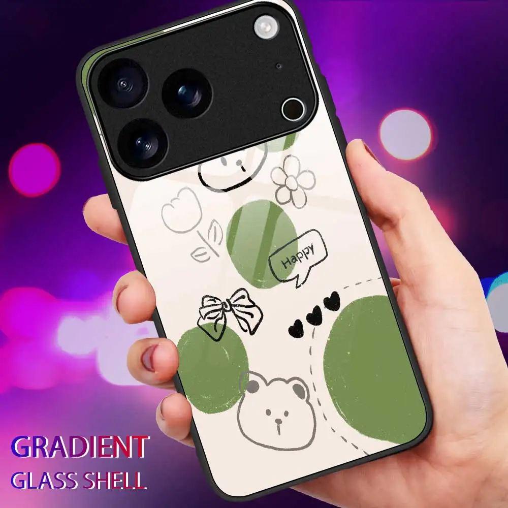 حافظة لهاتف آيفون 17 برو ماكس 17 اير 16 15 14 برو ماكس بلس 13 12 11 برو ماكس 16e XS ماكس XR X 7 8 غطاء زجاجي