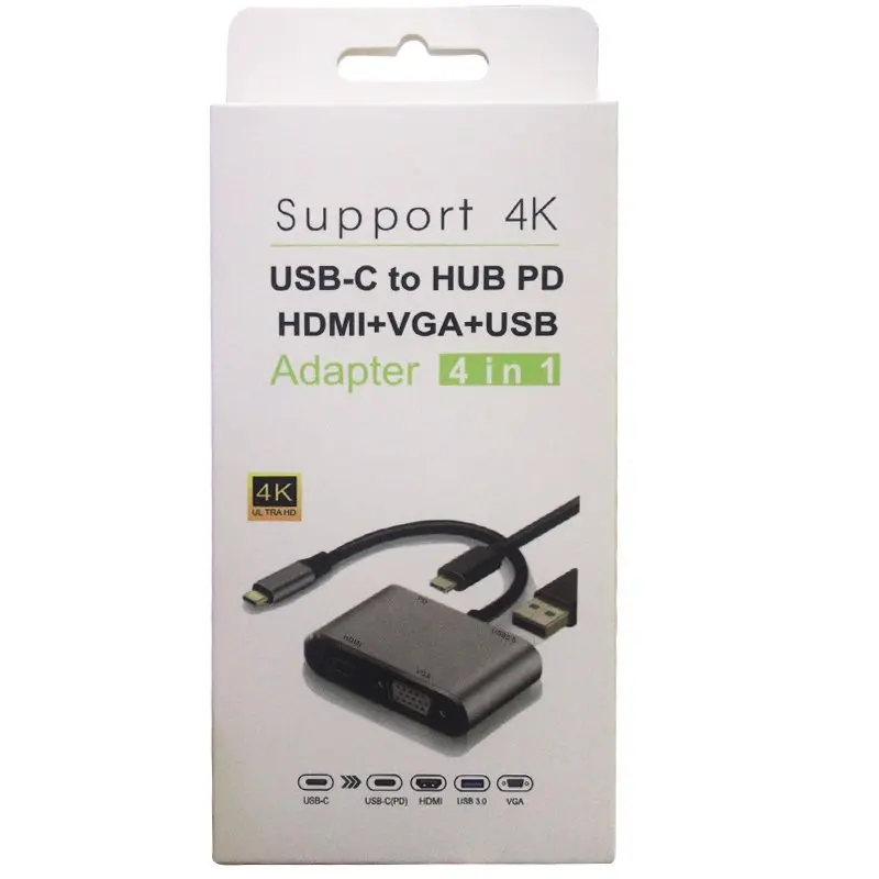 POWERMASTER PM-4026 USB TYPE-C TO HDMI-VGA-USB-TYPE C 4 IN1 ADAPTER