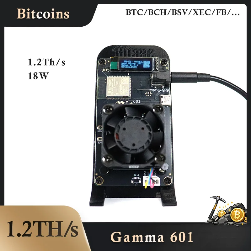 Bitaxe Gamma 601 1.2TH/S SHA256 Bitcoin Miner 18W Ultra Low Power Home Mining ASIC Crypto Mining Machine