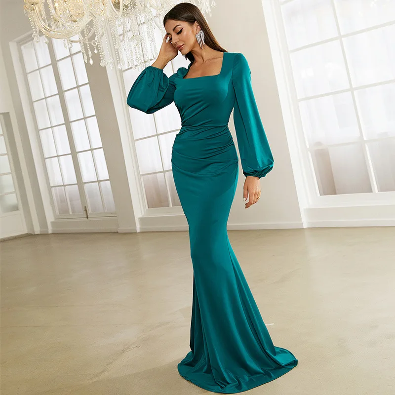 Ele Satin Evening Dr Damen Long Sve bodenlanges Meerjungfrauenschwanzkleid mit Gürtel für Par und Bankett
