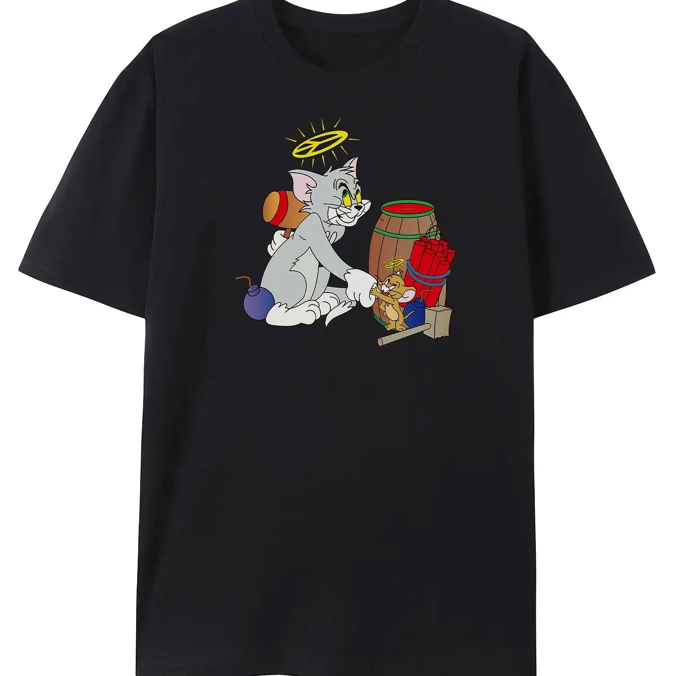 

Tom and Jerry Graphic Printing Summer Autumn Winter Cotton Men's and Women's T-shirts Short Sleeves Luxury Outdoor Sports Brand