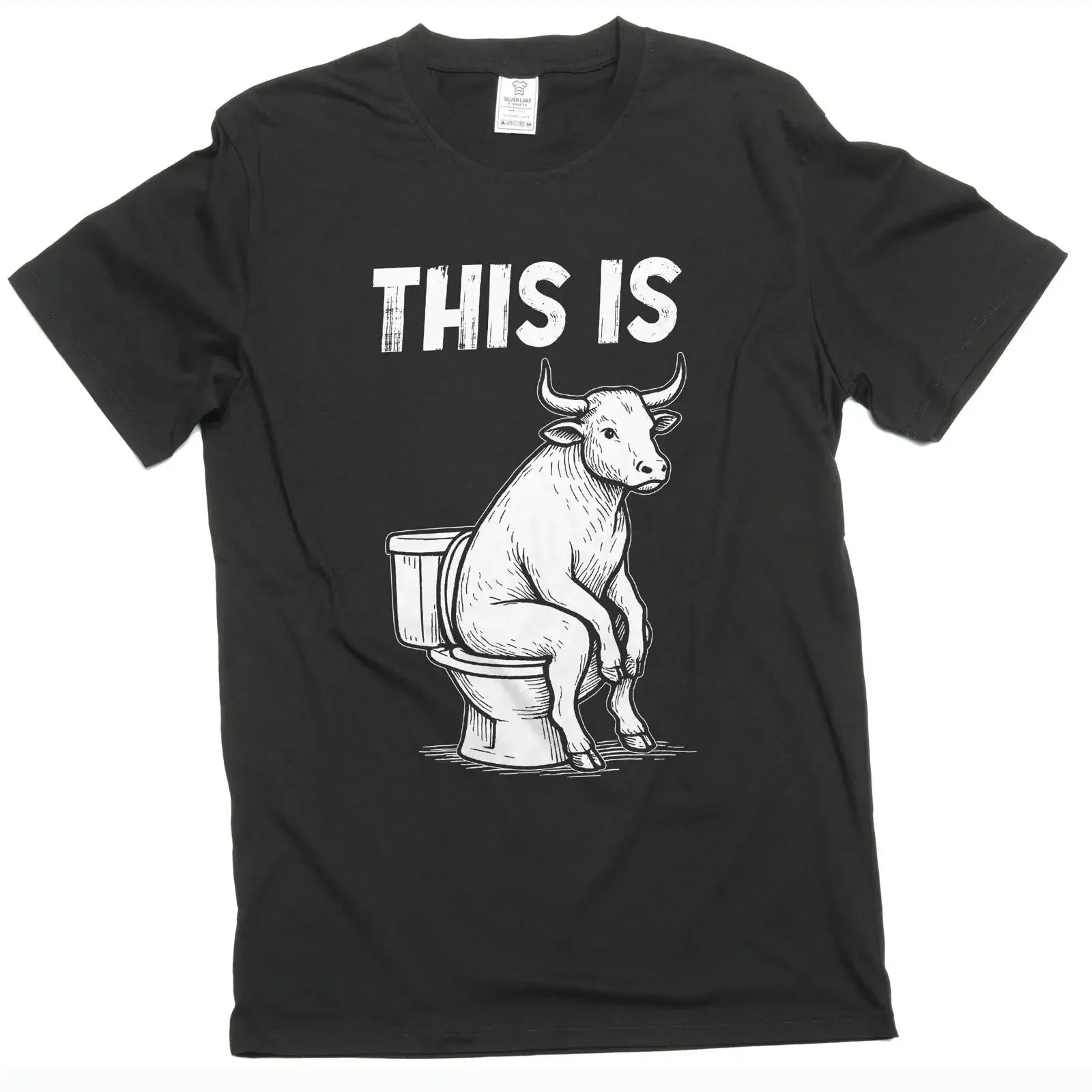 Men's Funny 'This Is' Bull Toilet Double Meaning T Shirt Humor Joke Birthday Father's Day for Dad Husband vintage Washed