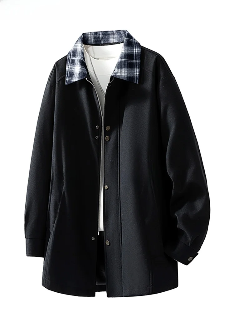 

Мужское модное длинное пальто для весны и осени, свободная повседневная верхняя одежда с отложным воротником, рабочая одежда из полиэстера, городская ветровка