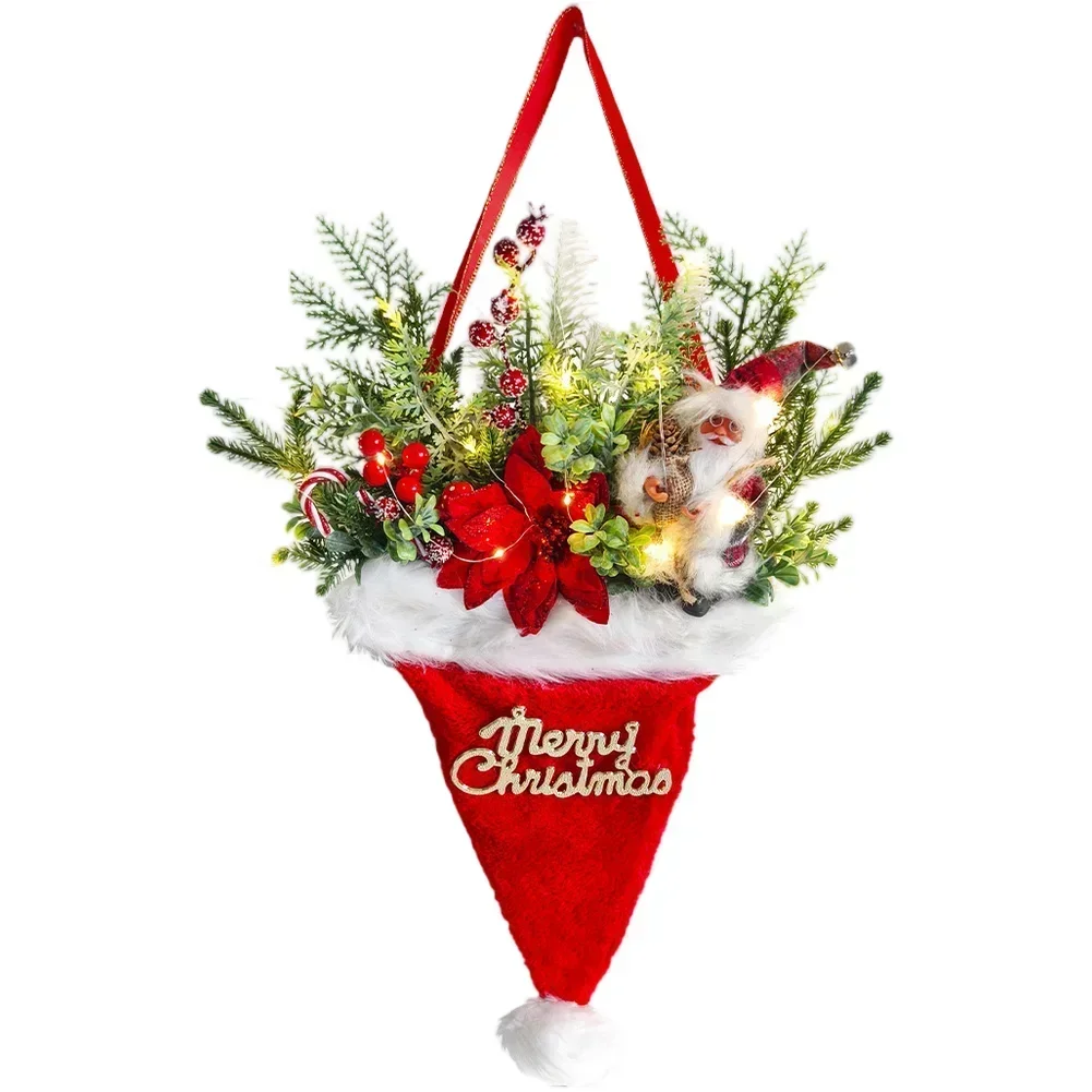 

Рождественская вечеринка, как показано на рисунке, светодиодная рождественская шляпа, простая установка, праздничный декор двери, энергосберегающее освещение, многосезонное использование