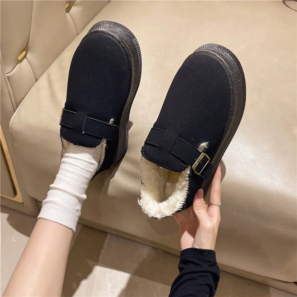 Snow Boots Women Fur Flats Platform Ankle Shoes 2024 Winter New Warm Short Plush Boots Walking Cozy Female Casual Zapatillas