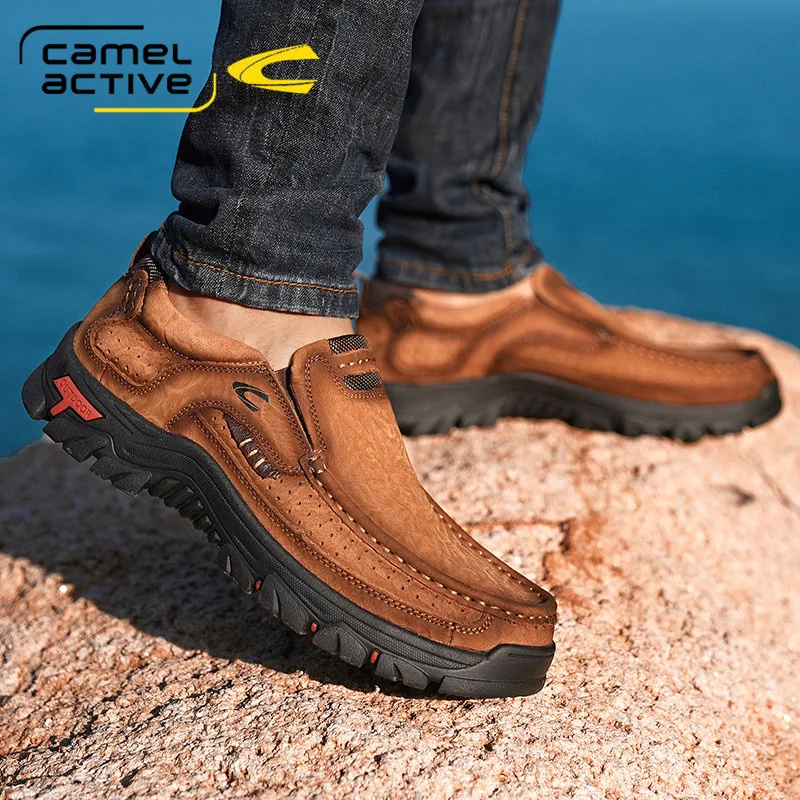 Camel Active New Genuine Leather Men\'s Shoes New Fashion Set Foot Soft Cowhide Lightweight Breathable Casual Shoes Men Loafers